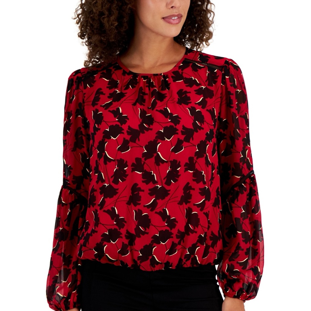 Tommy Hilfiger Floral/Foil Chiffon Blouse NWT Size XXL